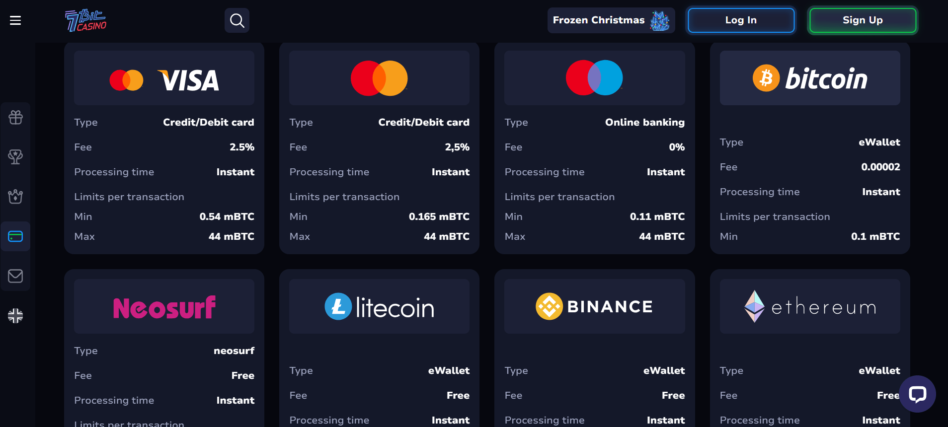 Supported Currencies at 7Bit Casino