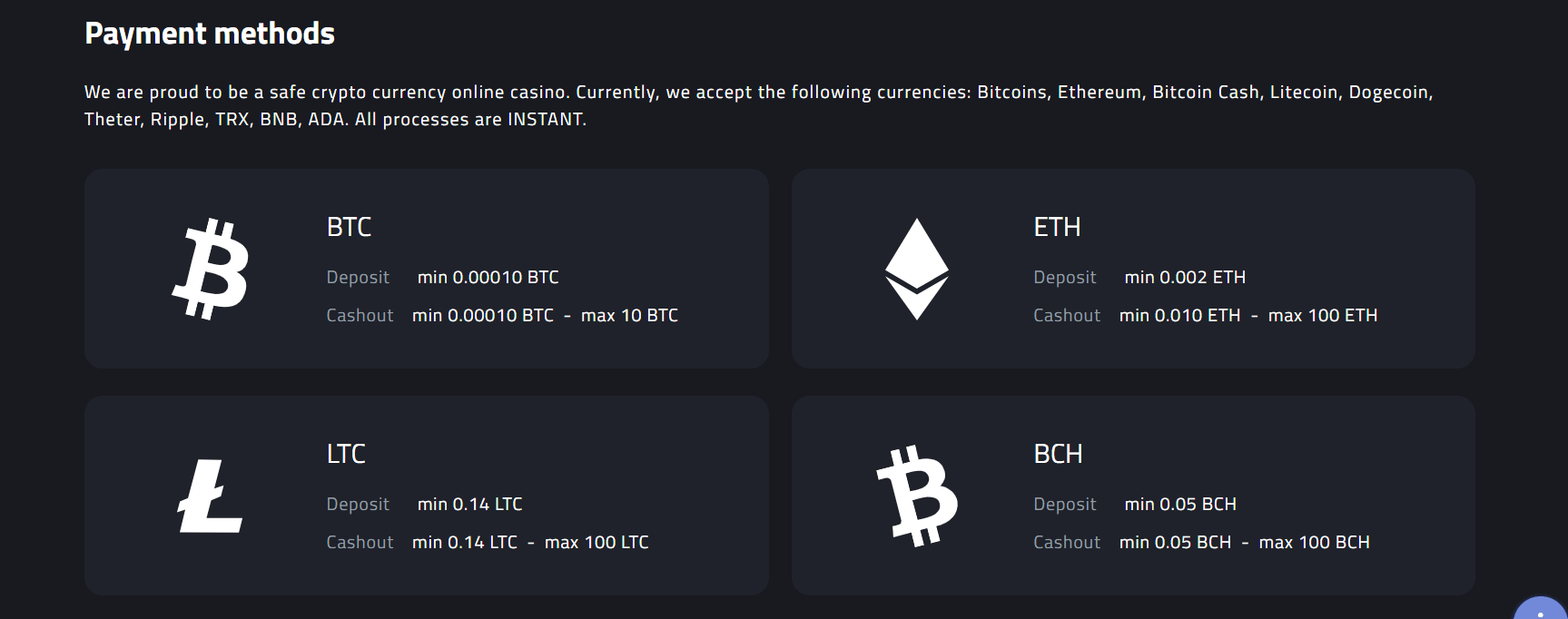 Cryptocurrencies Supported by mBit Casino