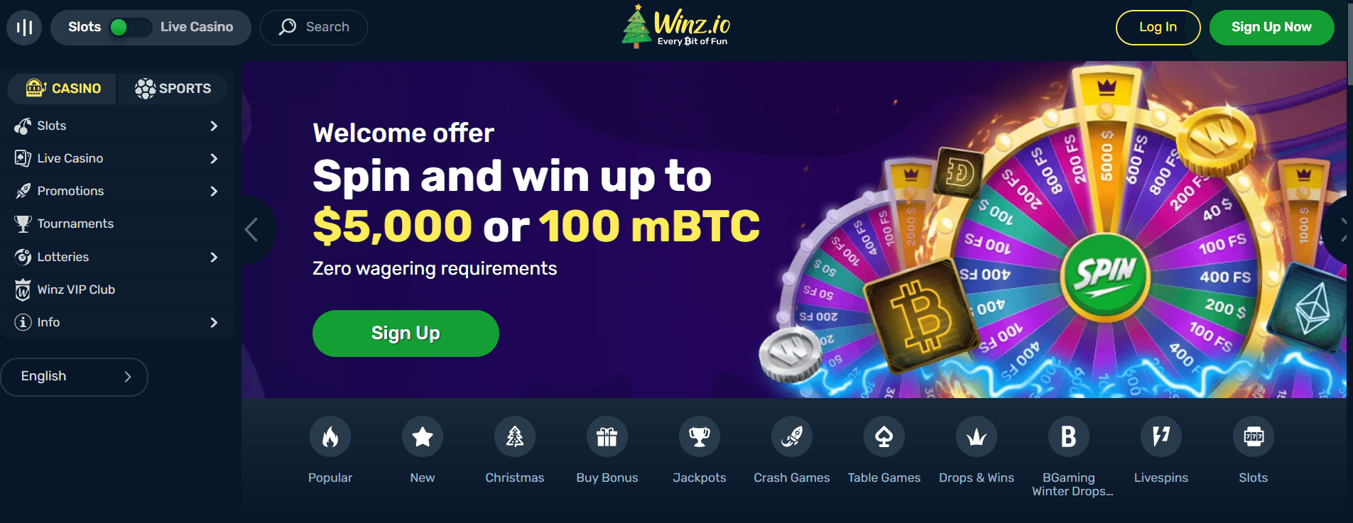 Overview of Winz.io Casino